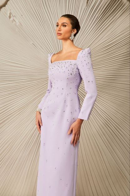 Isabella Crystal Embellished Square Neck Maxi Dress