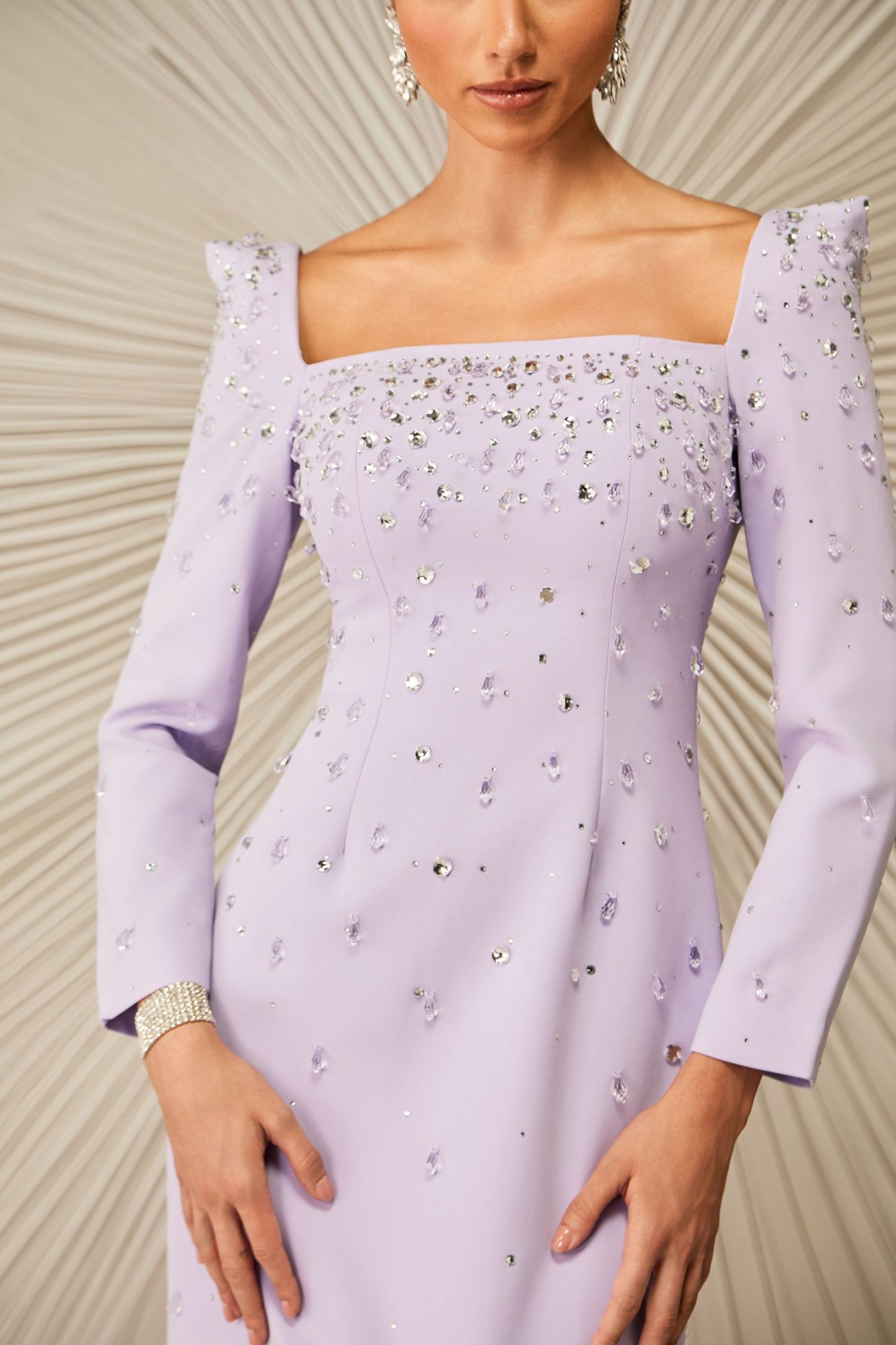 Isabella Crystal Embellished Square Neck Maxi Dress