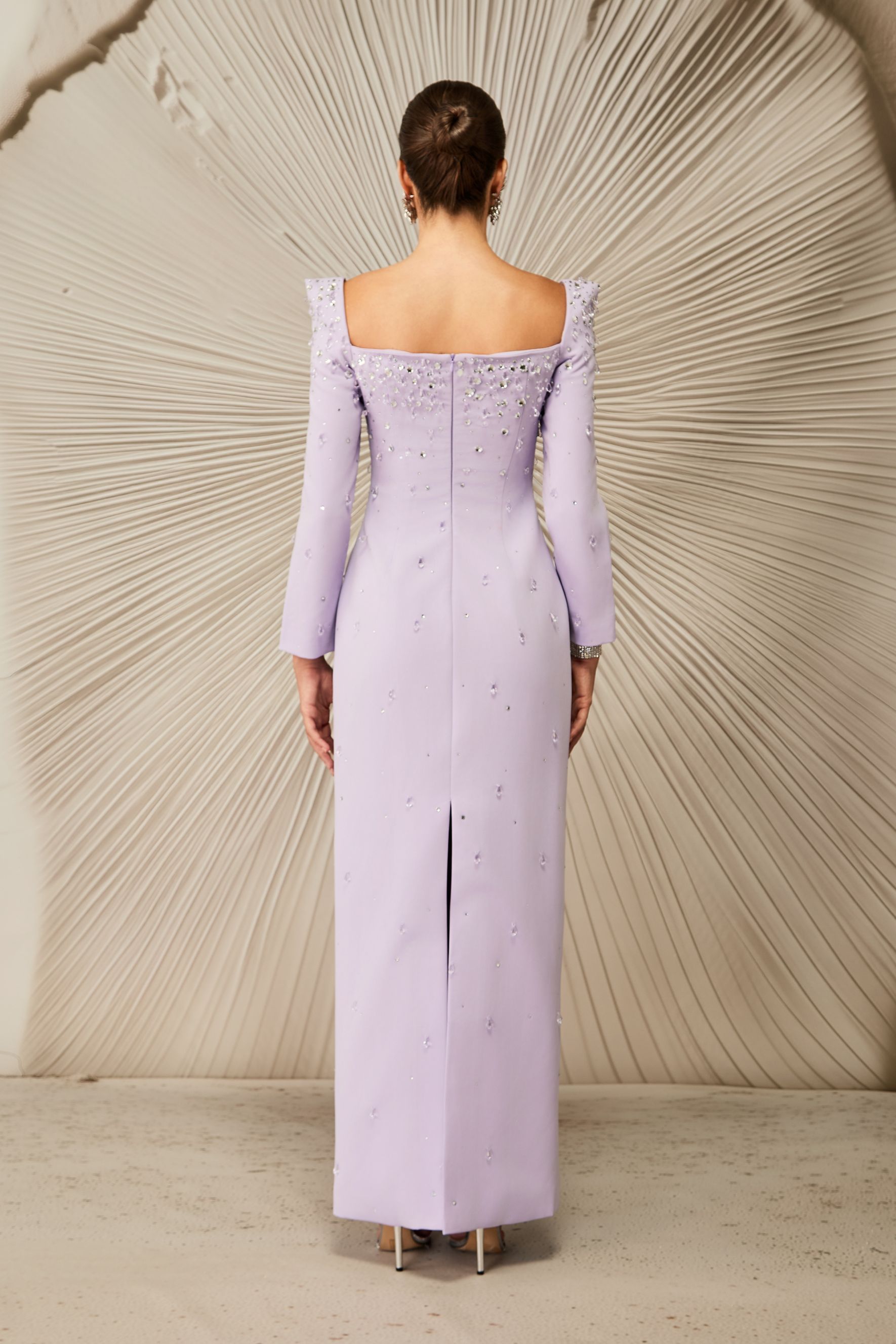 Isabella Crystal Embellished Square Neck Maxi Dress