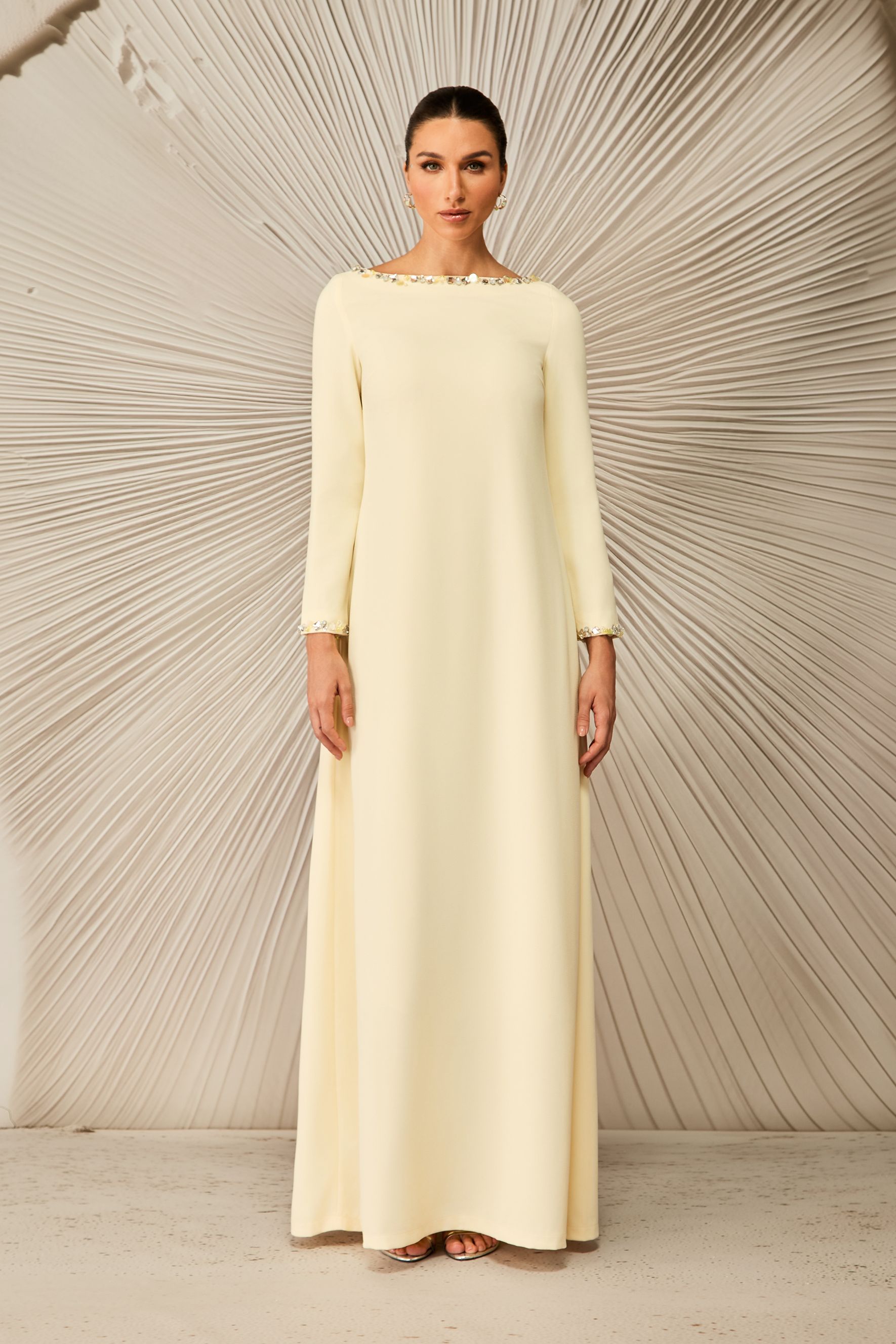 Lara Crystal Embellished Boat Neck Maxi Dress