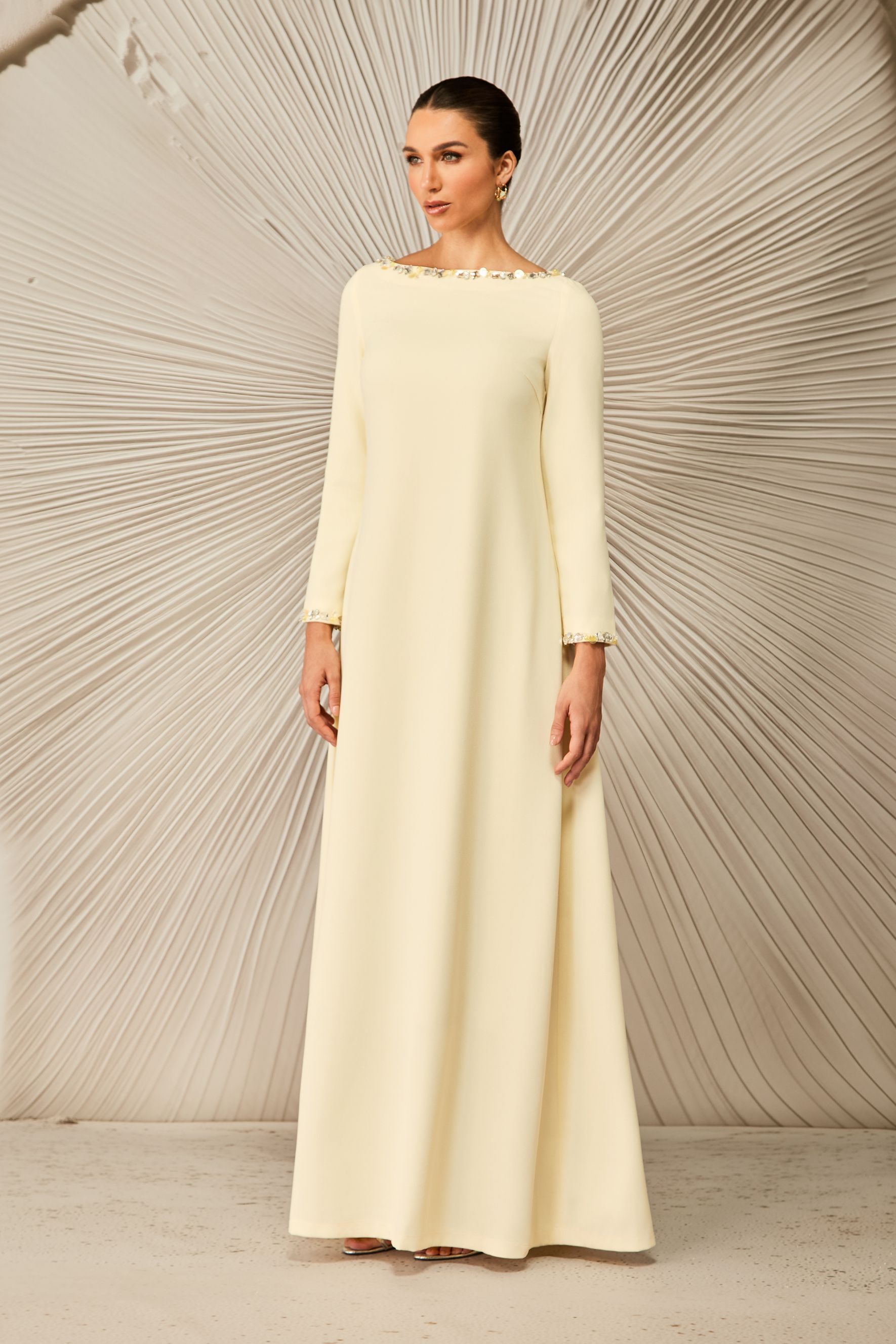 Lara Crystal Embellished Boat Neck Maxi Dress