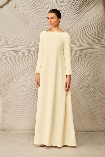 Lara Crystal Embellished Boat Neck Maxi Dress