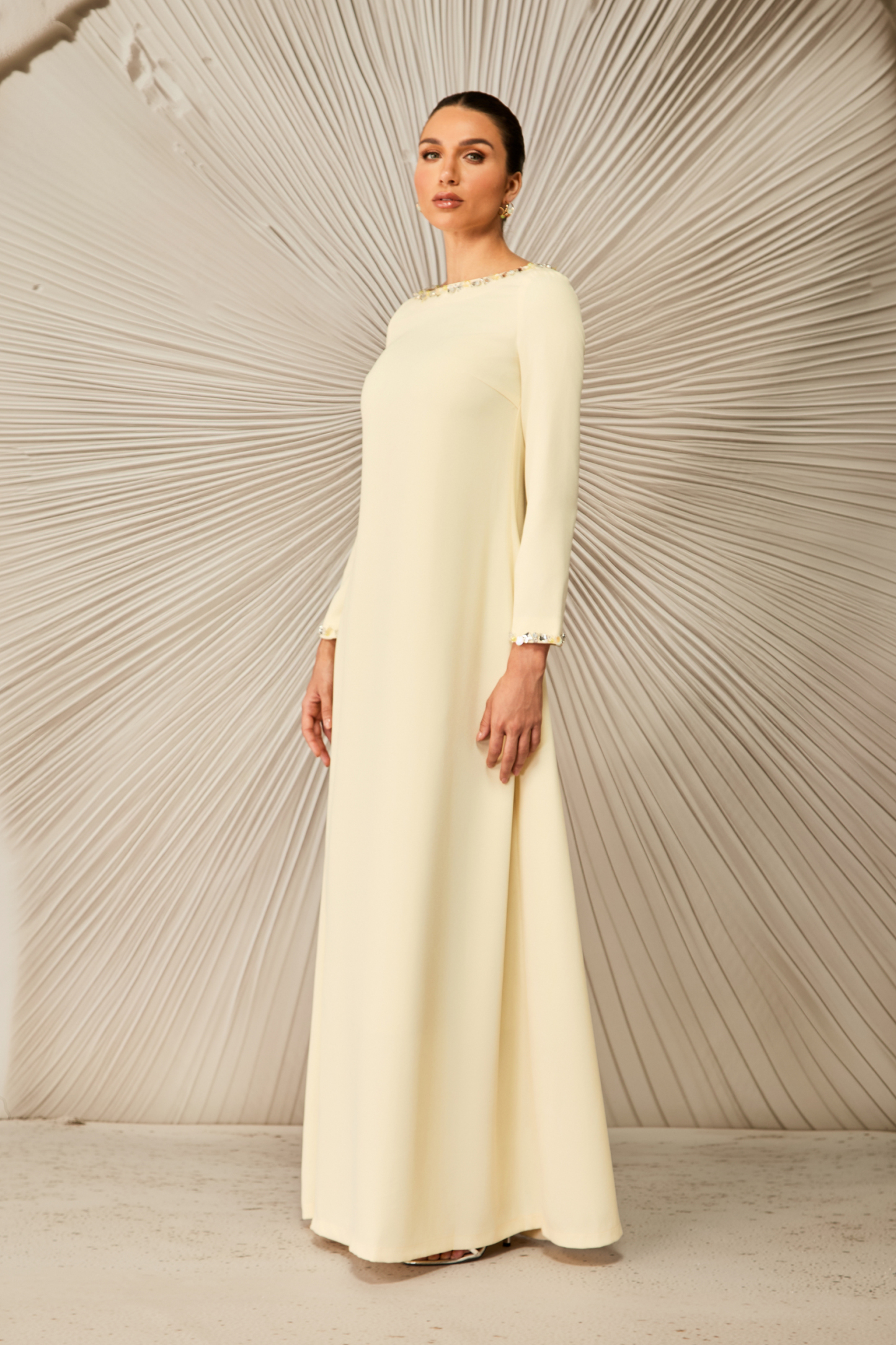 Lara Crystal Embellished Boat Neck Maxi Dress