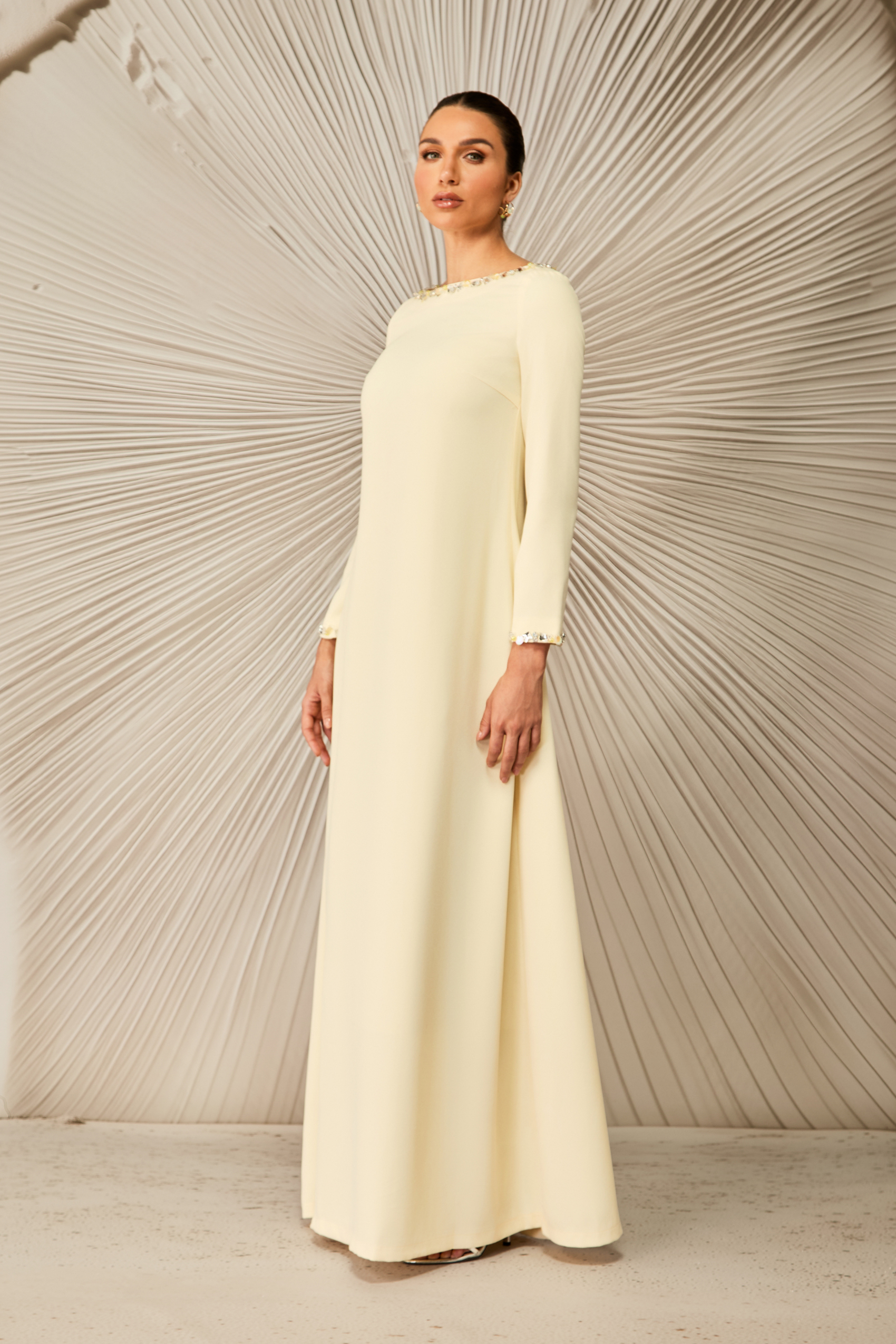 Lara Crystal Embellished Boat Neck Maxi Dress