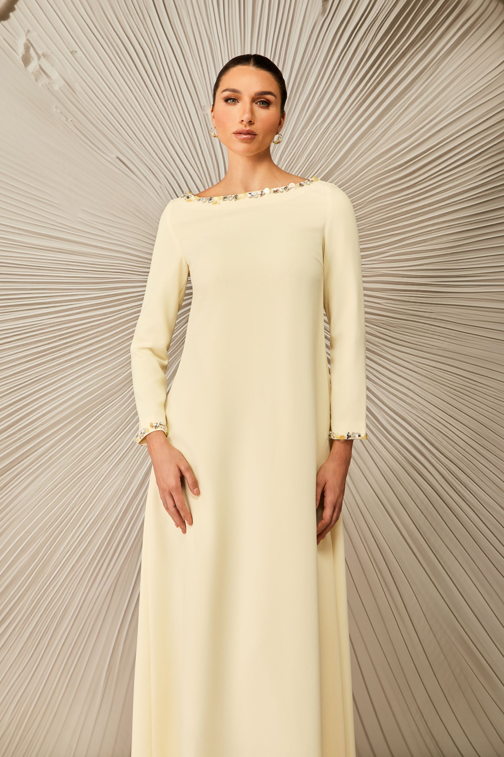 Lara Crystal Embellished Boat Neck Maxi Dress