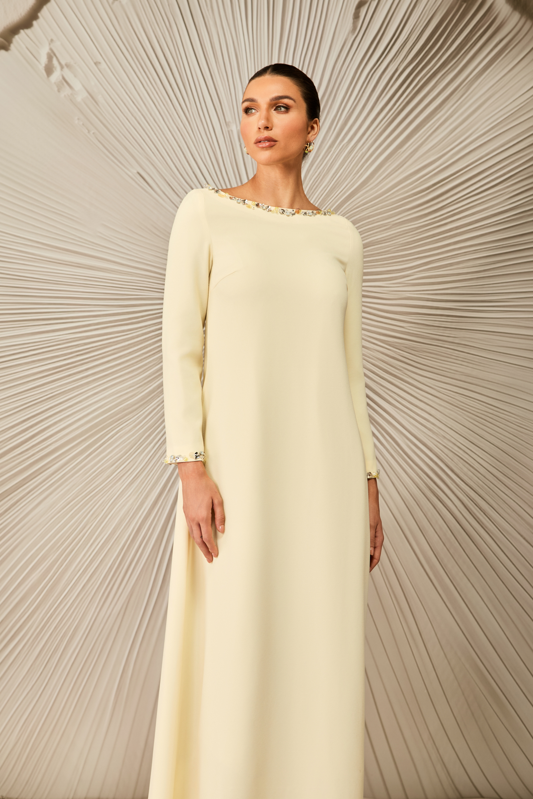 Lara Crystal Embellished Boat Neck Maxi Dress