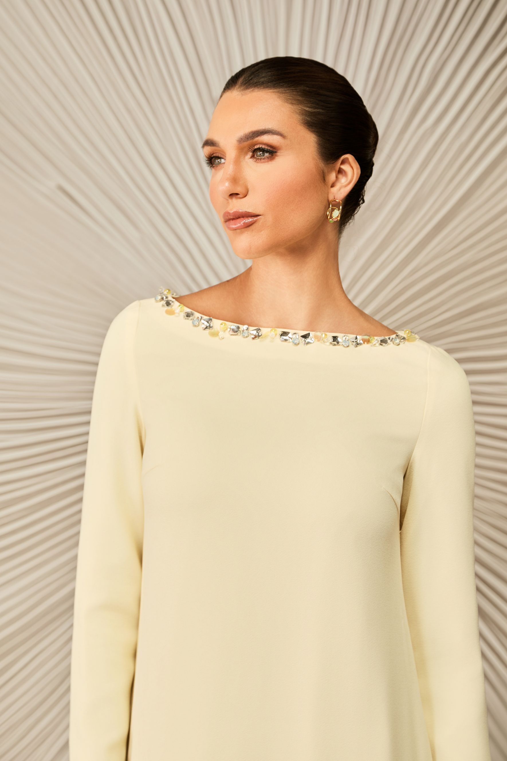 Lara Crystal Embellished Boat Neck Maxi Dress