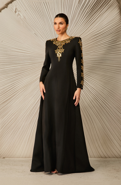 Aria Embellished Long Sleeve Maxi Dress