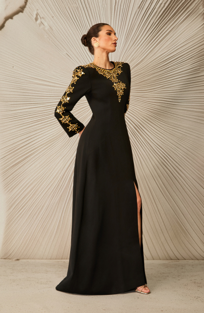 Aria Embellished Long Sleeve Maxi Dress