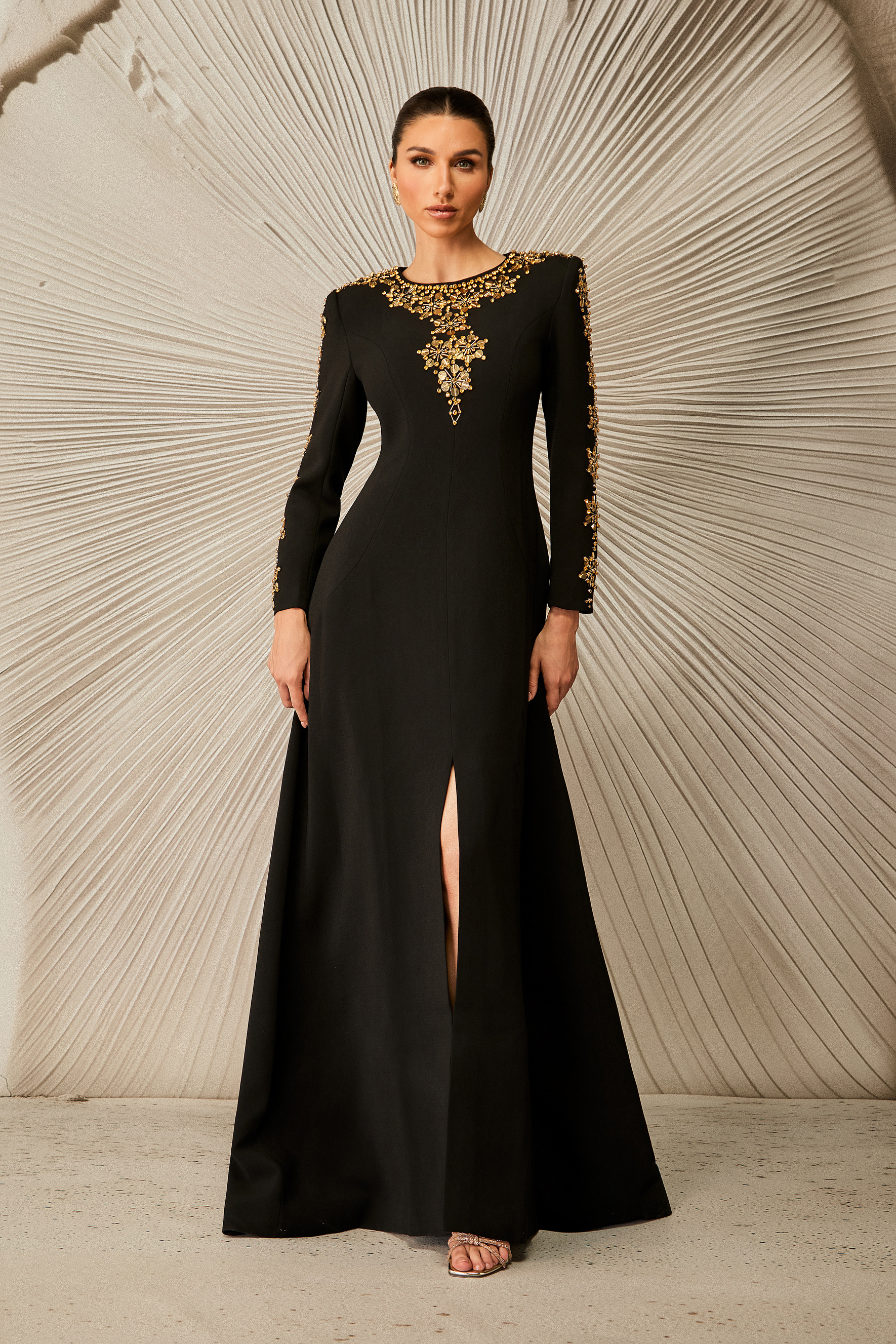 Aria Embellished Long Sleeve Maxi Dress