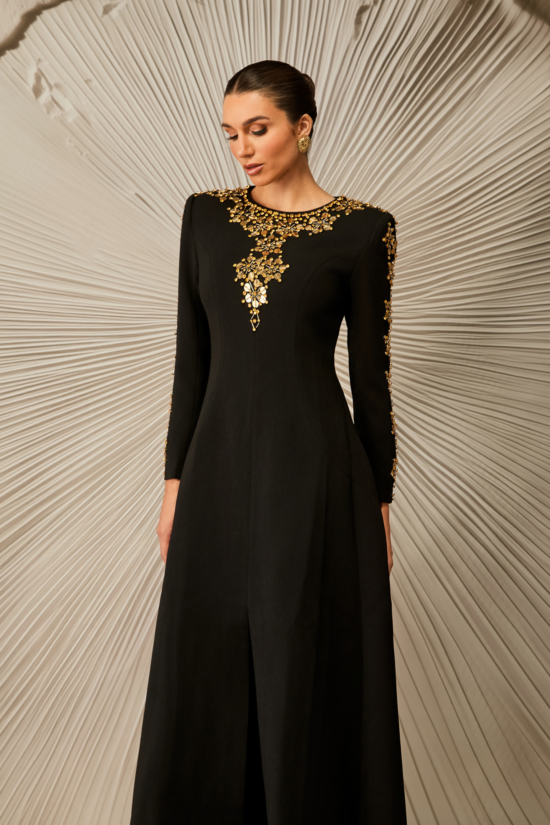 Aria Embellished Long Sleeve Maxi Dress