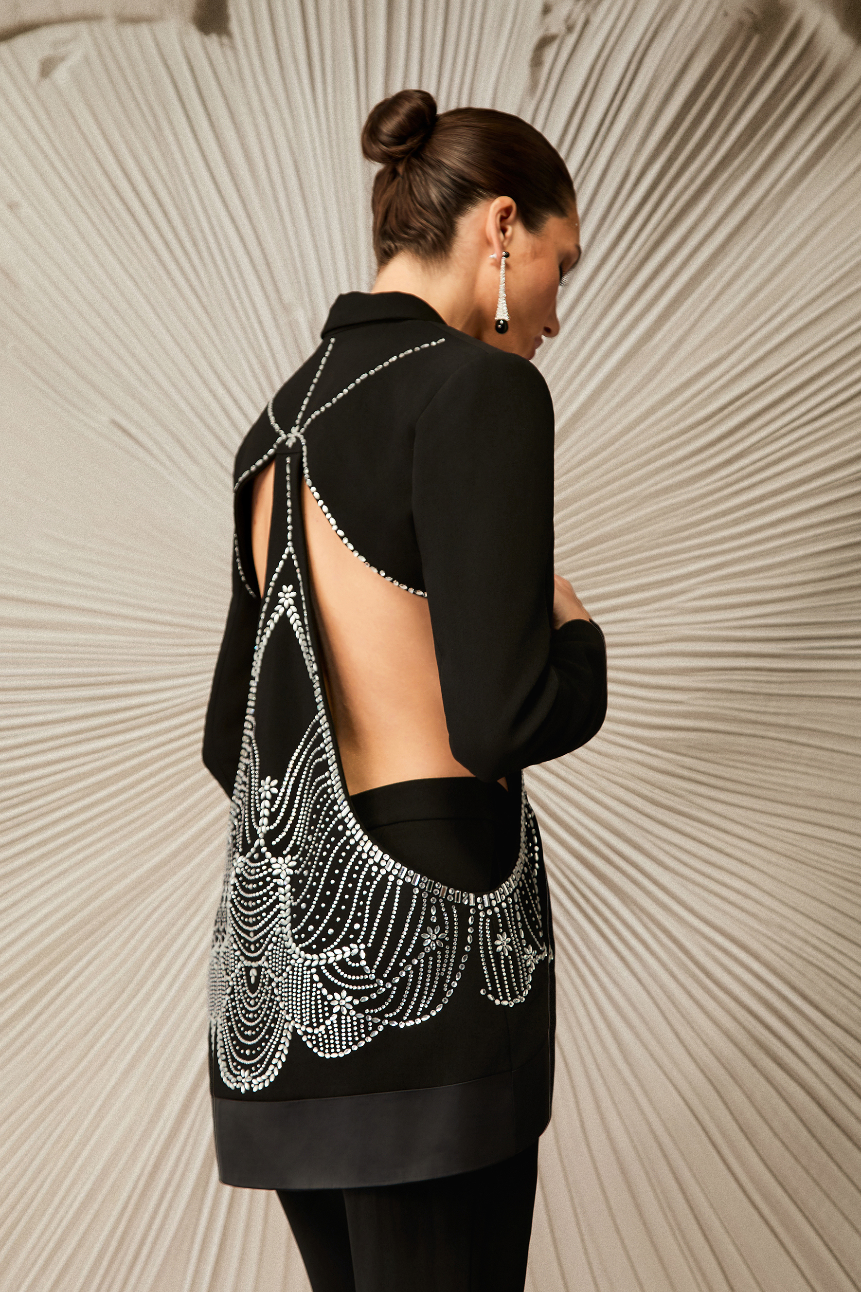 Alex Embellished Cutout Blazer & Trousers Set