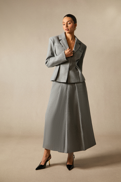 Georgia Lapel Blazer Midi Skirt Set