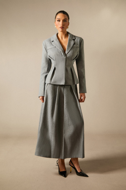 Georgia Lapel Blazer Midi Skirt Set