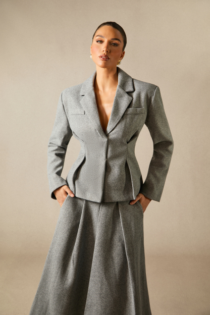 Georgia Lapel Blazer Midi Skirt Set