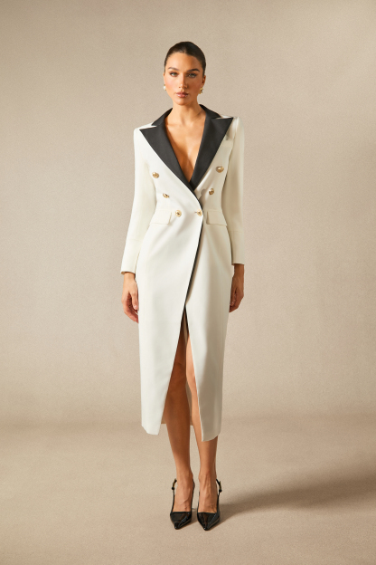 Silas Colorblock Tuxedo Maxi Blazer Dress