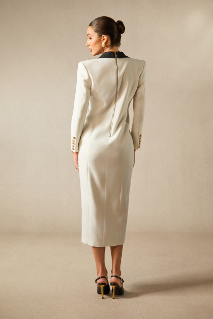 Silas Colorblock Tuxedo Maxi Blazer Dress