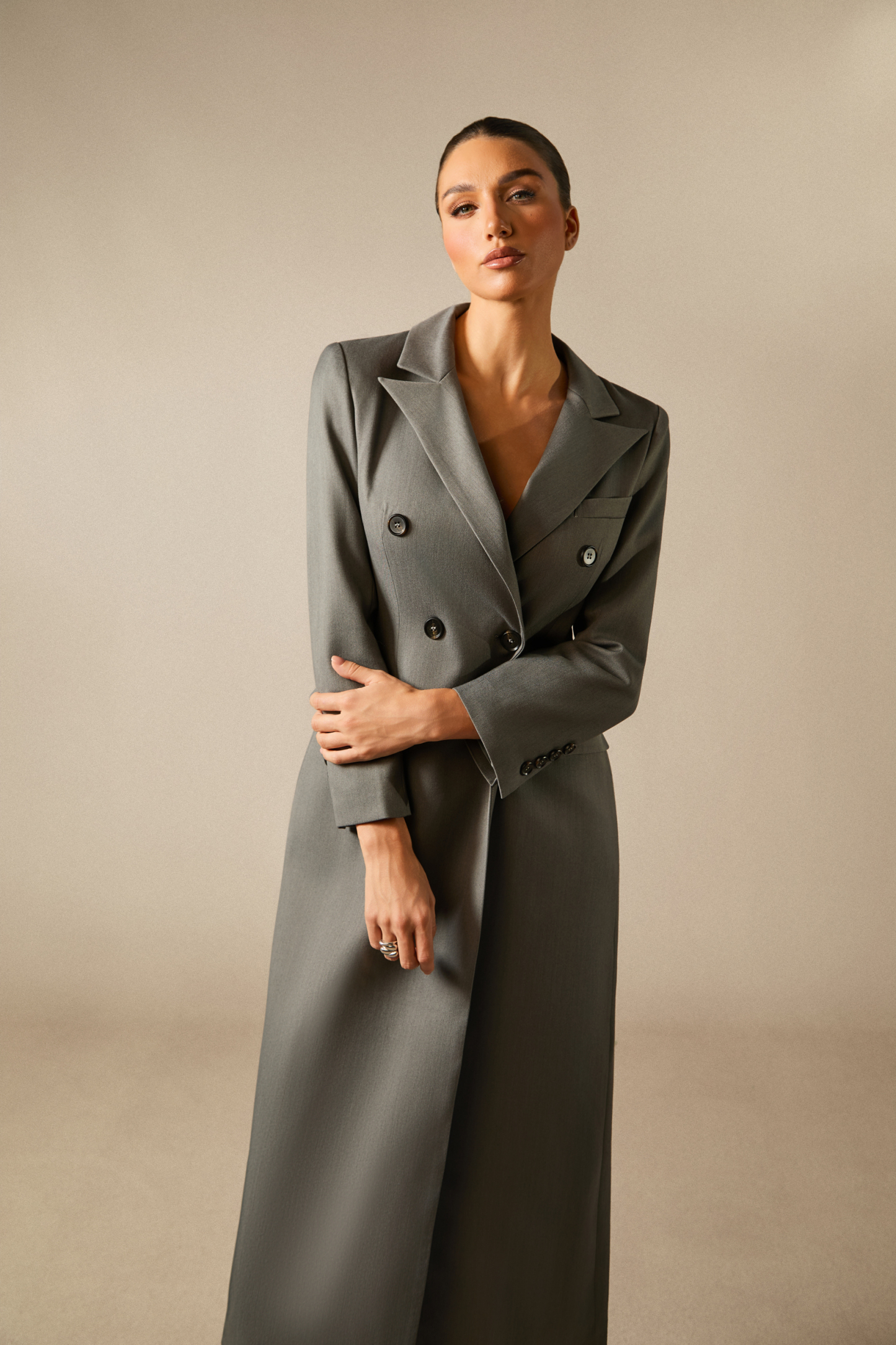 Khloe Double Breasted Peak Lapel Coat