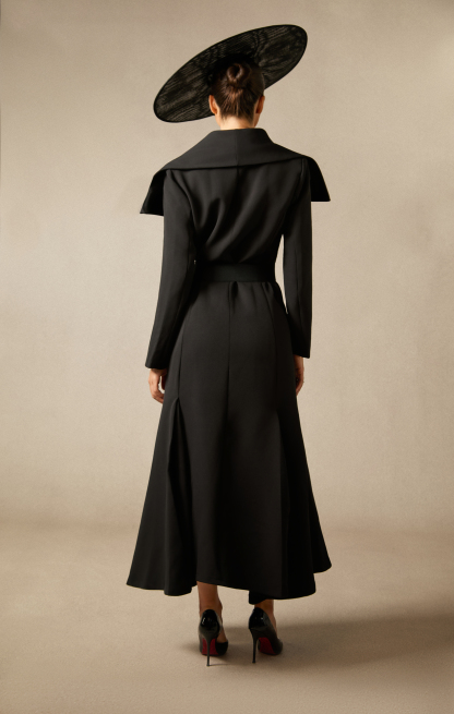 Gabrielle Wide Lapel Double Breasted Coat with Belt