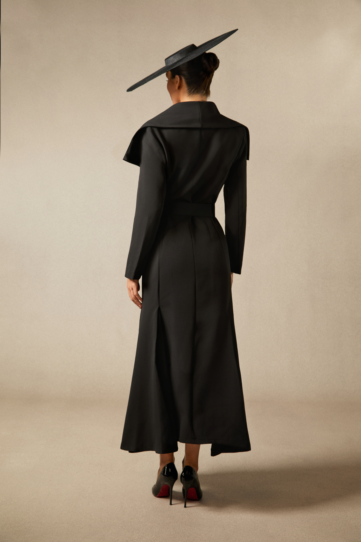 Gabrielle Wide Lapel Double Breasted Coat with Belt