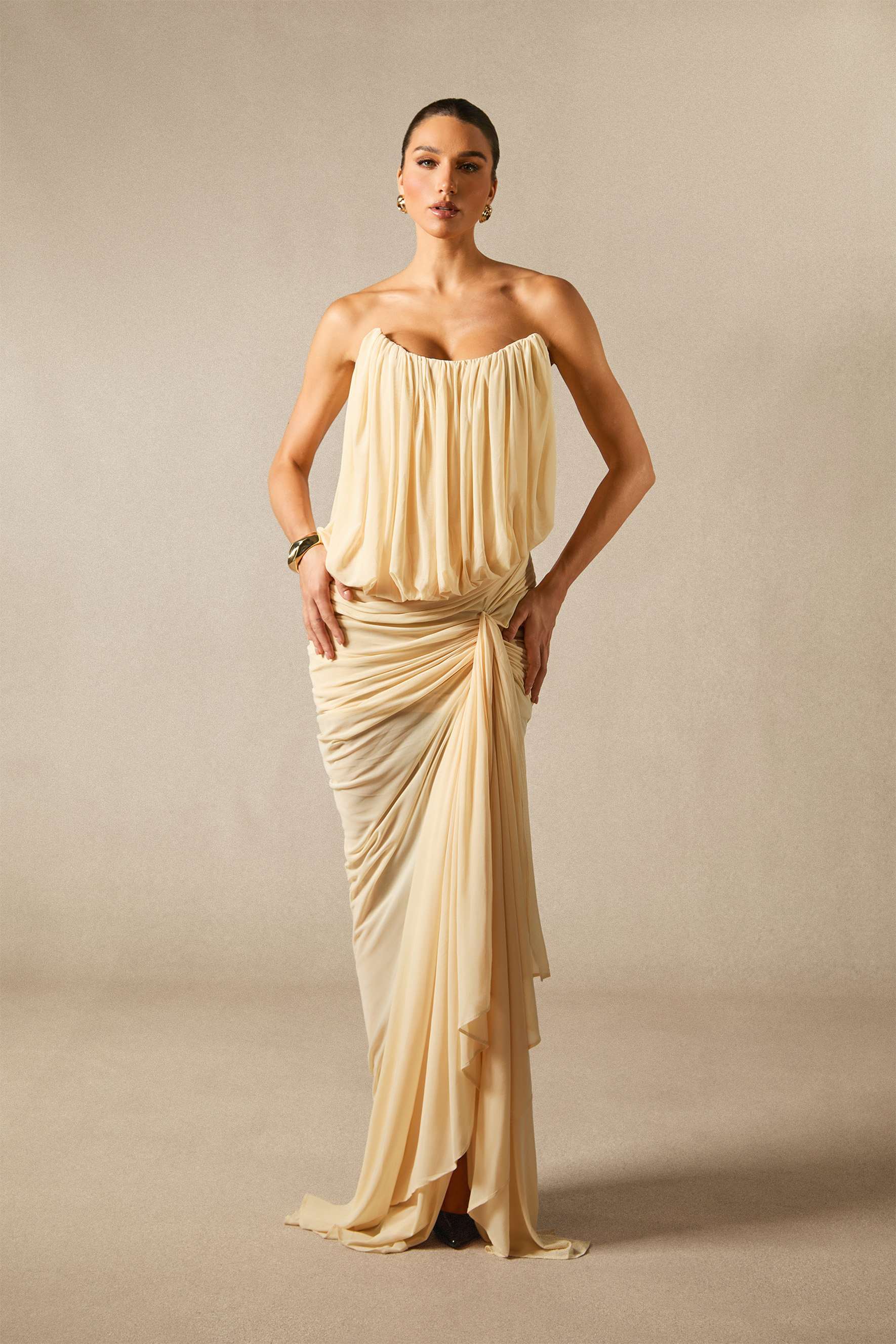 Talia Strapless Asymmetric Hem Maxi Dress