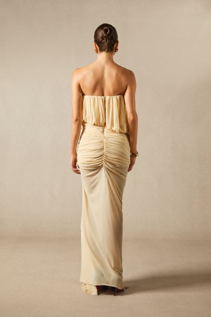 Talia Strapless Asymmetric Hem Maxi Dress