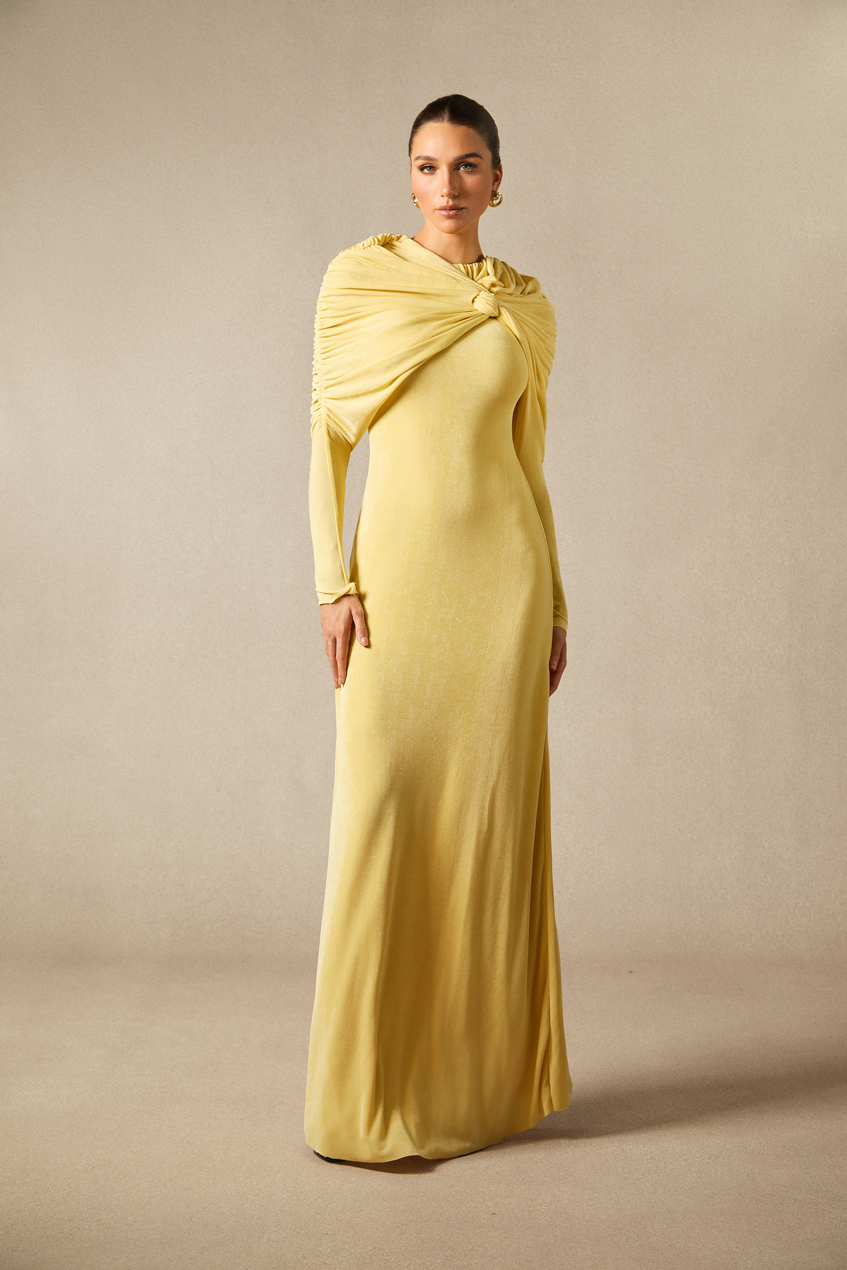 Virginia Asymmetric Long Sleeve Maxi Dress