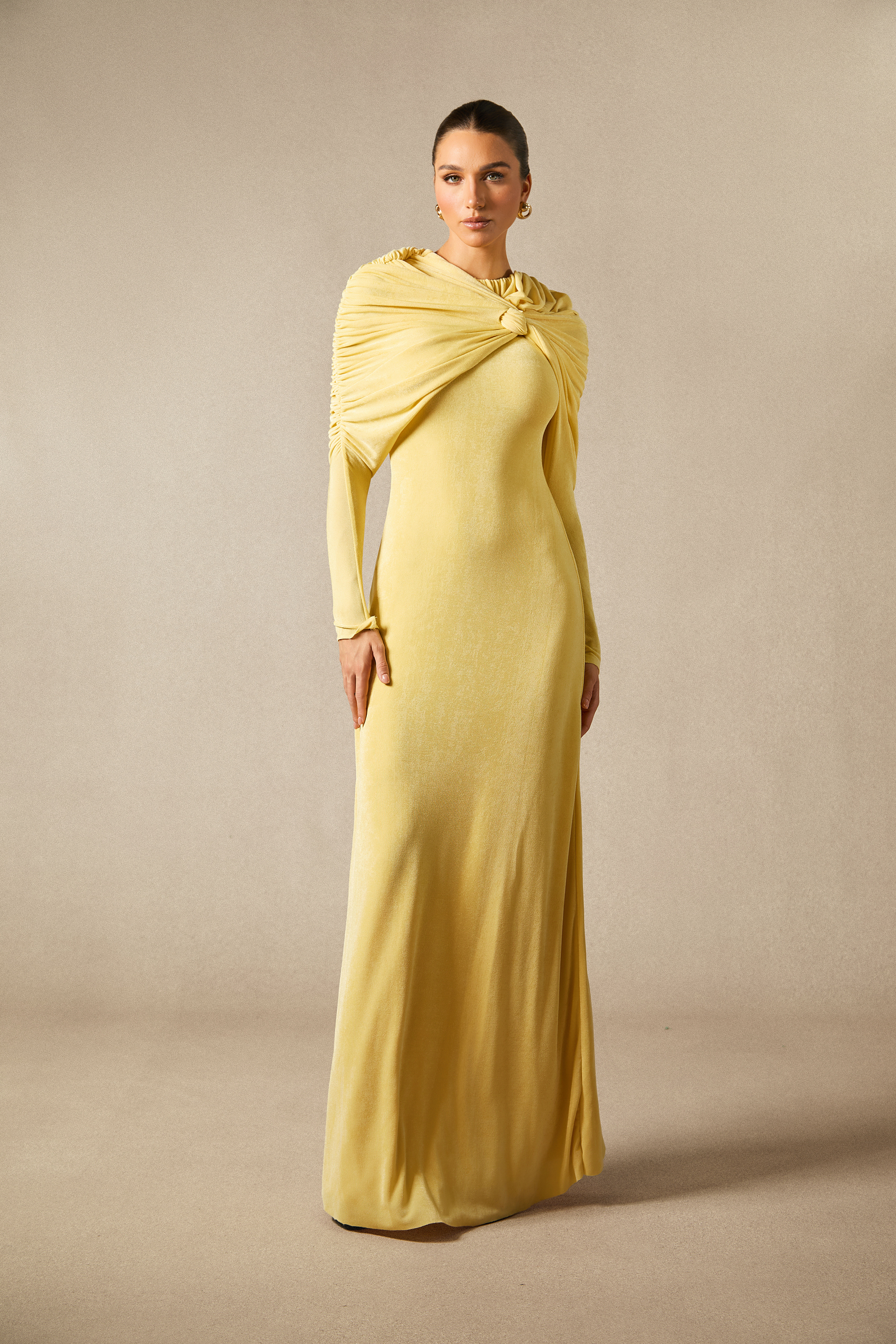 Virginia Asymmetric Long Sleeve Maxi Dress