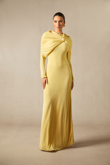 Virginia Asymmetric Long Sleeve Maxi Dress