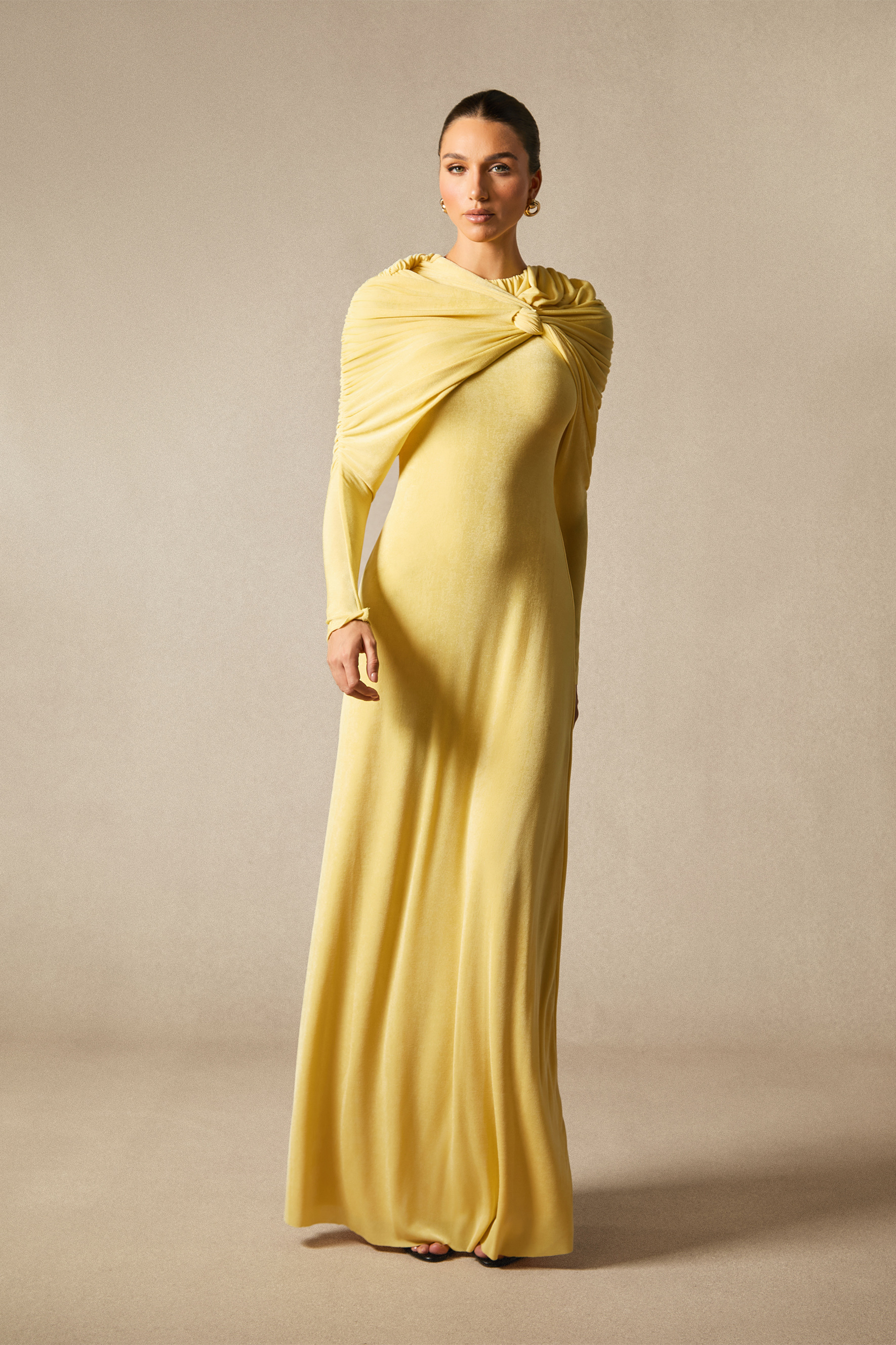 Virginia Asymmetric Long Sleeve Maxi Dress