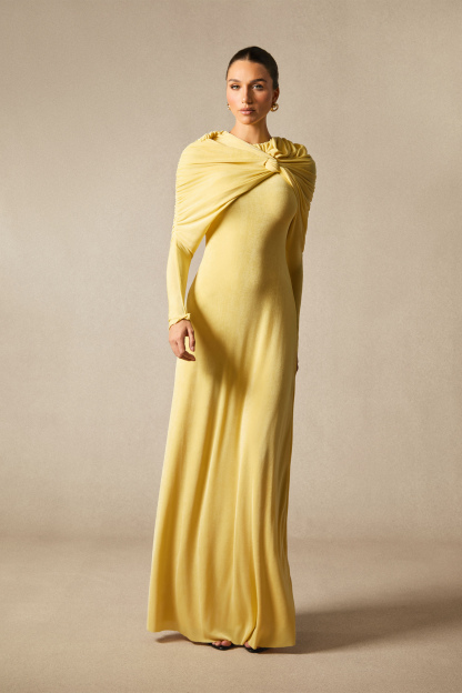 Virginia Asymmetric Long Sleeve Maxi Dress