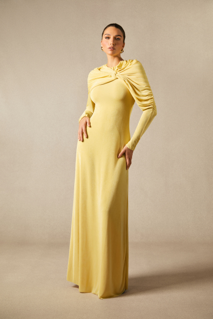 Virginia Asymmetric Long Sleeve Maxi Dress