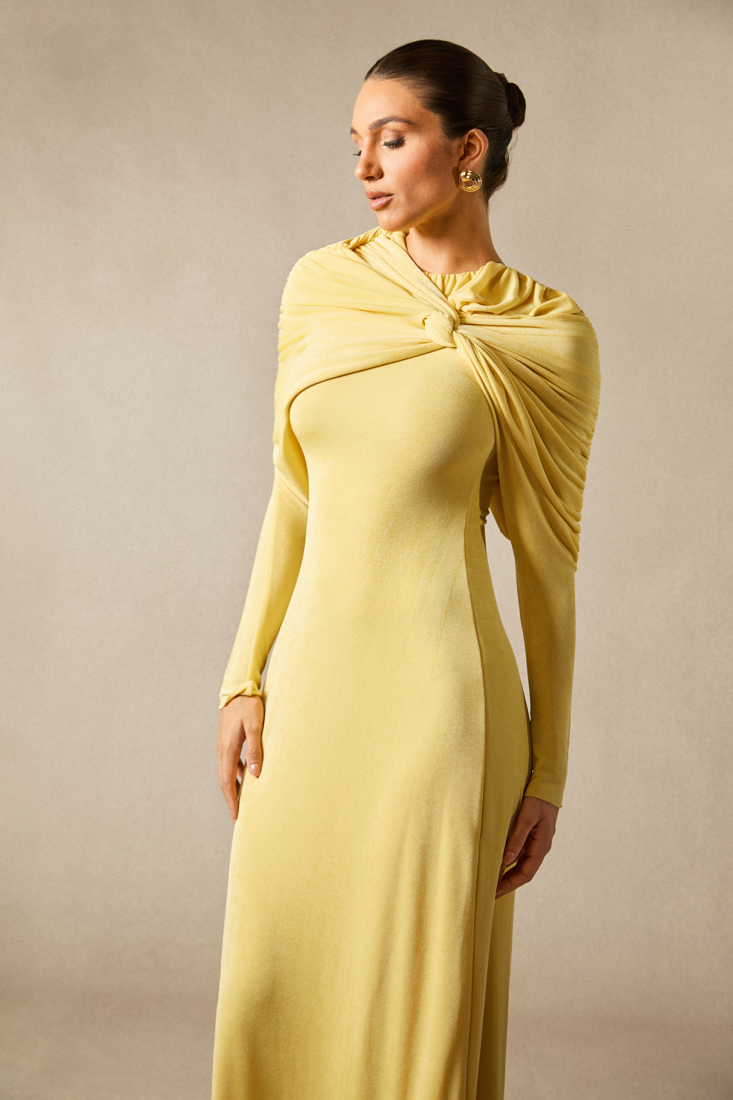 Virginia Asymmetric Long Sleeve Maxi Dress