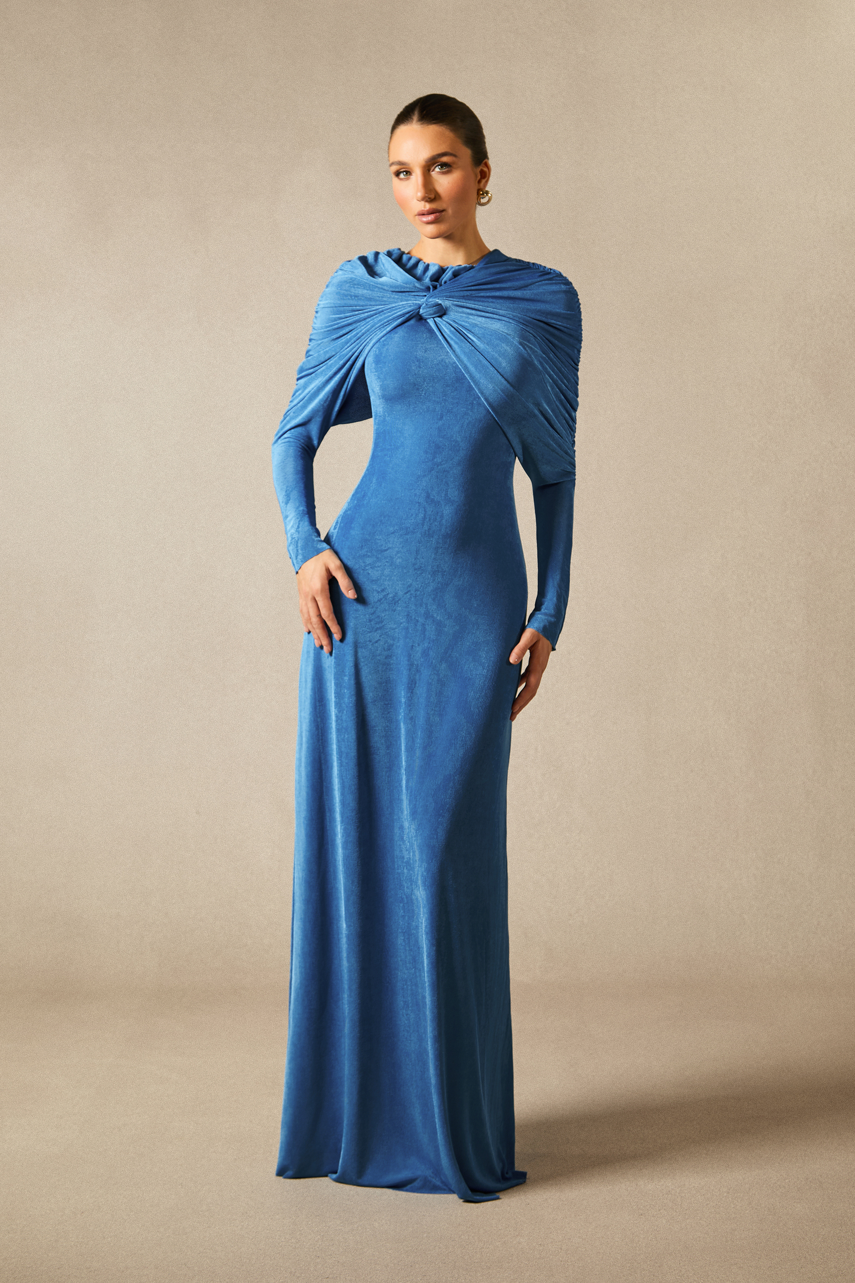 Virginia Asymmetric Long Sleeve Maxi Dress
