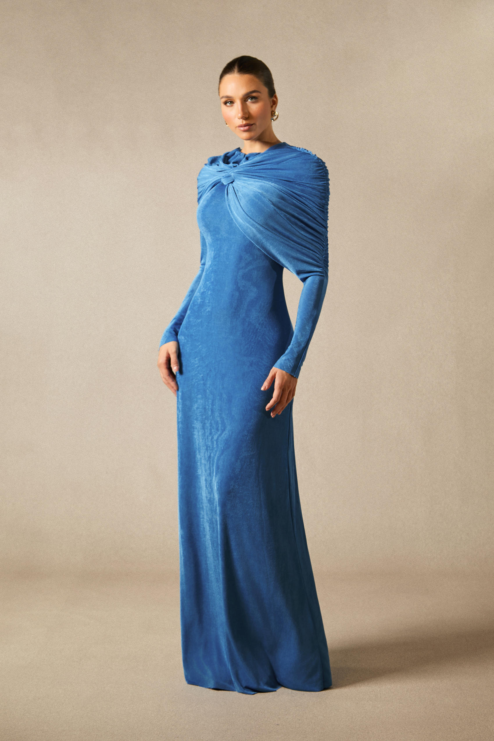 Virginia Asymmetric Long Sleeve Maxi Dress