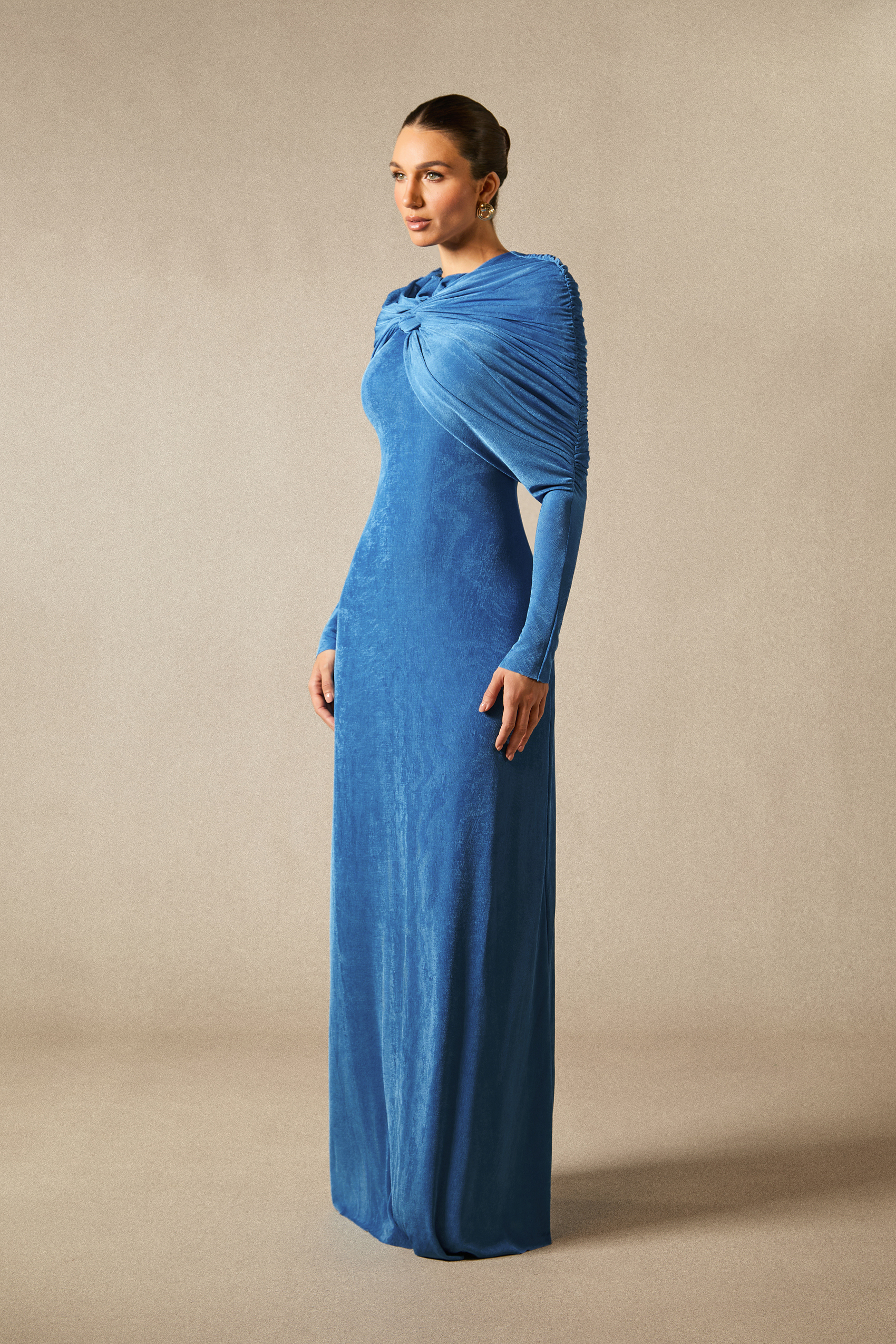 Virginia Asymmetric Long Sleeve Maxi Dress