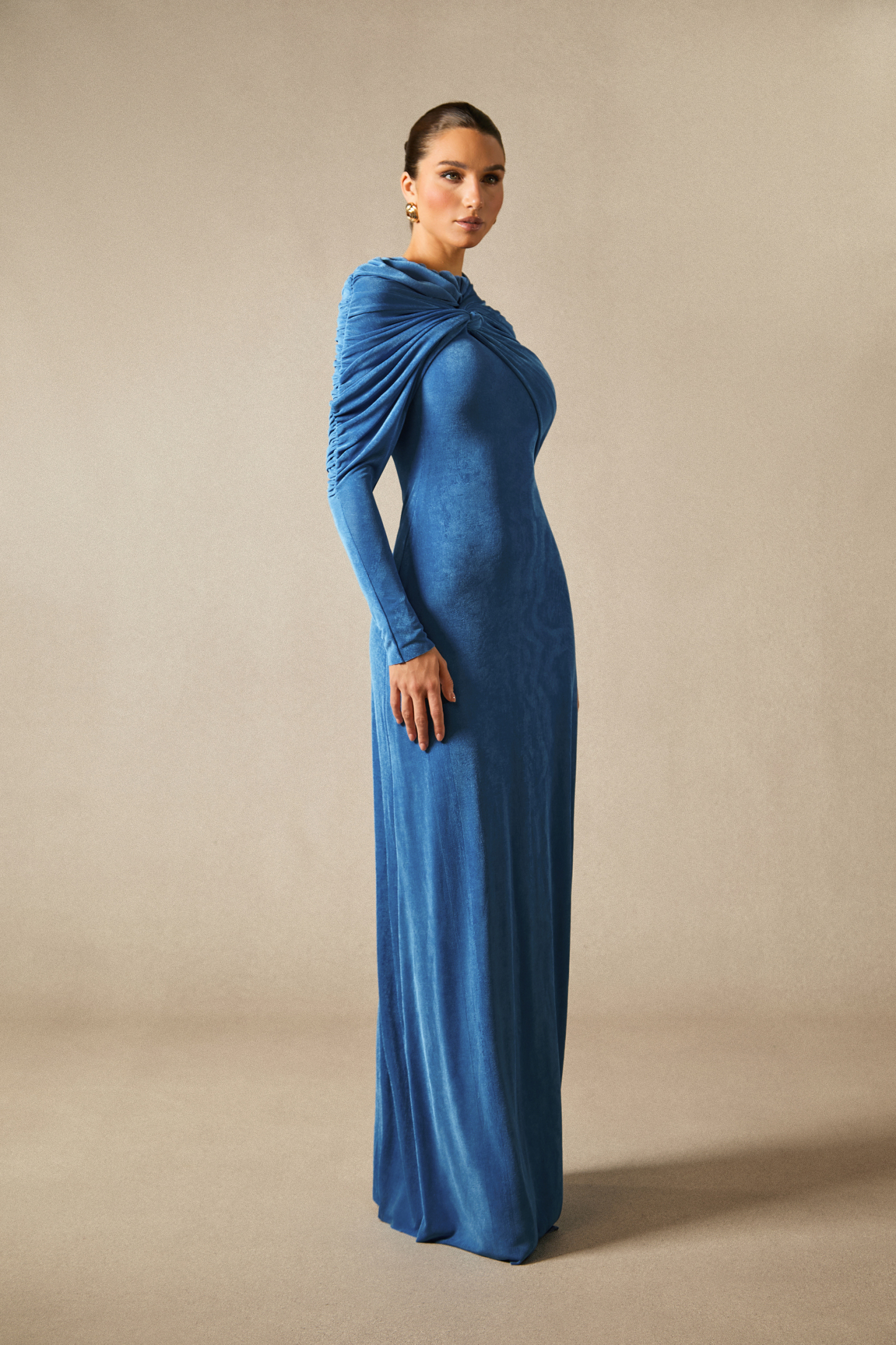 Virginia Asymmetric Long Sleeve Maxi Dress