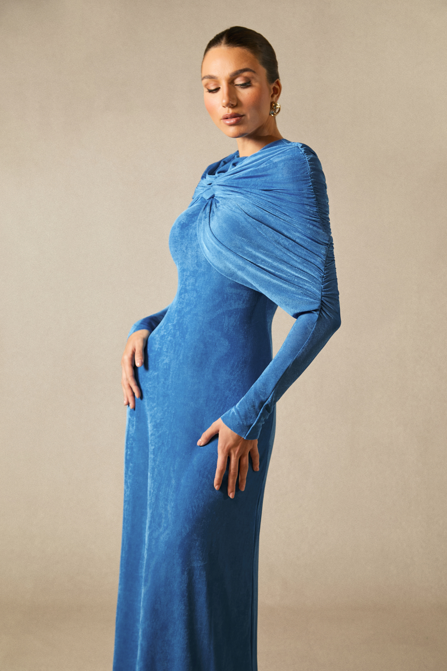 Virginia Asymmetric Long Sleeve Maxi Dress