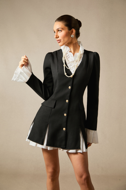 Mandy Long Sleeve Ruffle Mini Shirt Dress