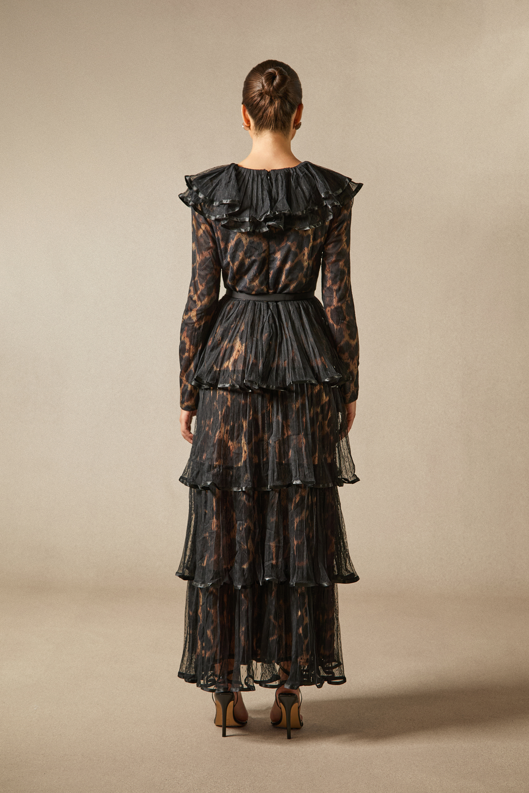 Loretta Leopard Print Tiered Ruffle Maxi Dress