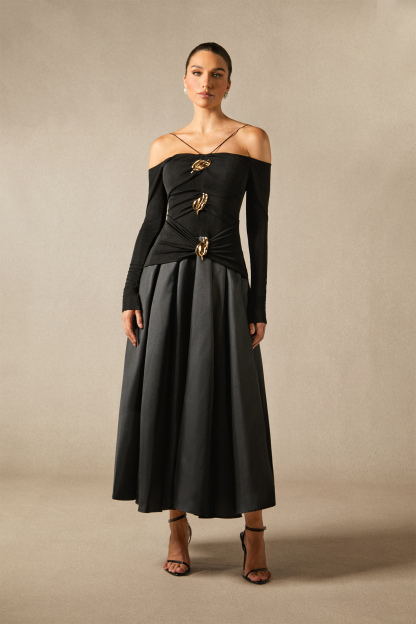 Katherine Off Shoulder Spaghetti Strap Maxi Dress