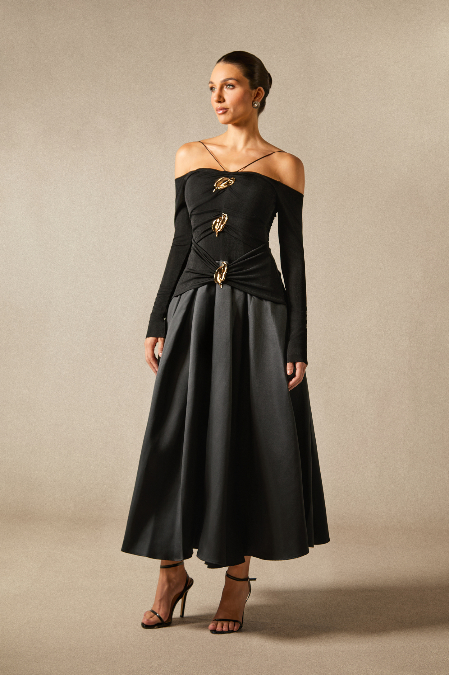 Katherine Off Shoulder Spaghetti Strap Maxi Dress