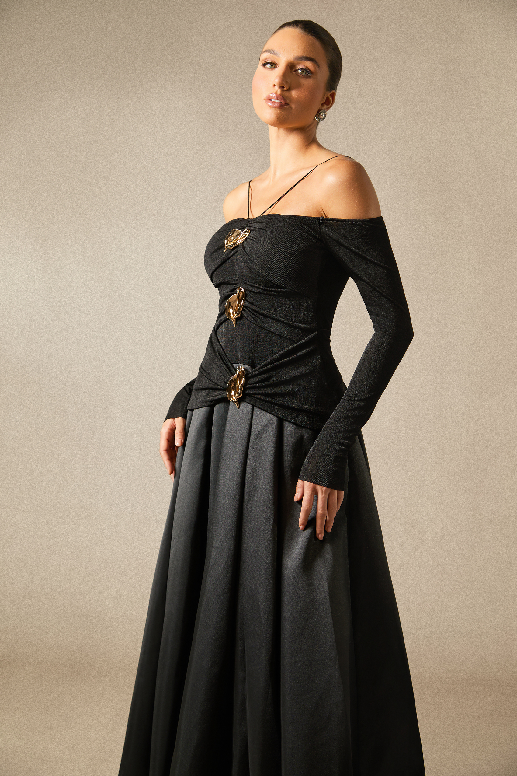 Katherine Off Shoulder Spaghetti Strap Maxi Dress