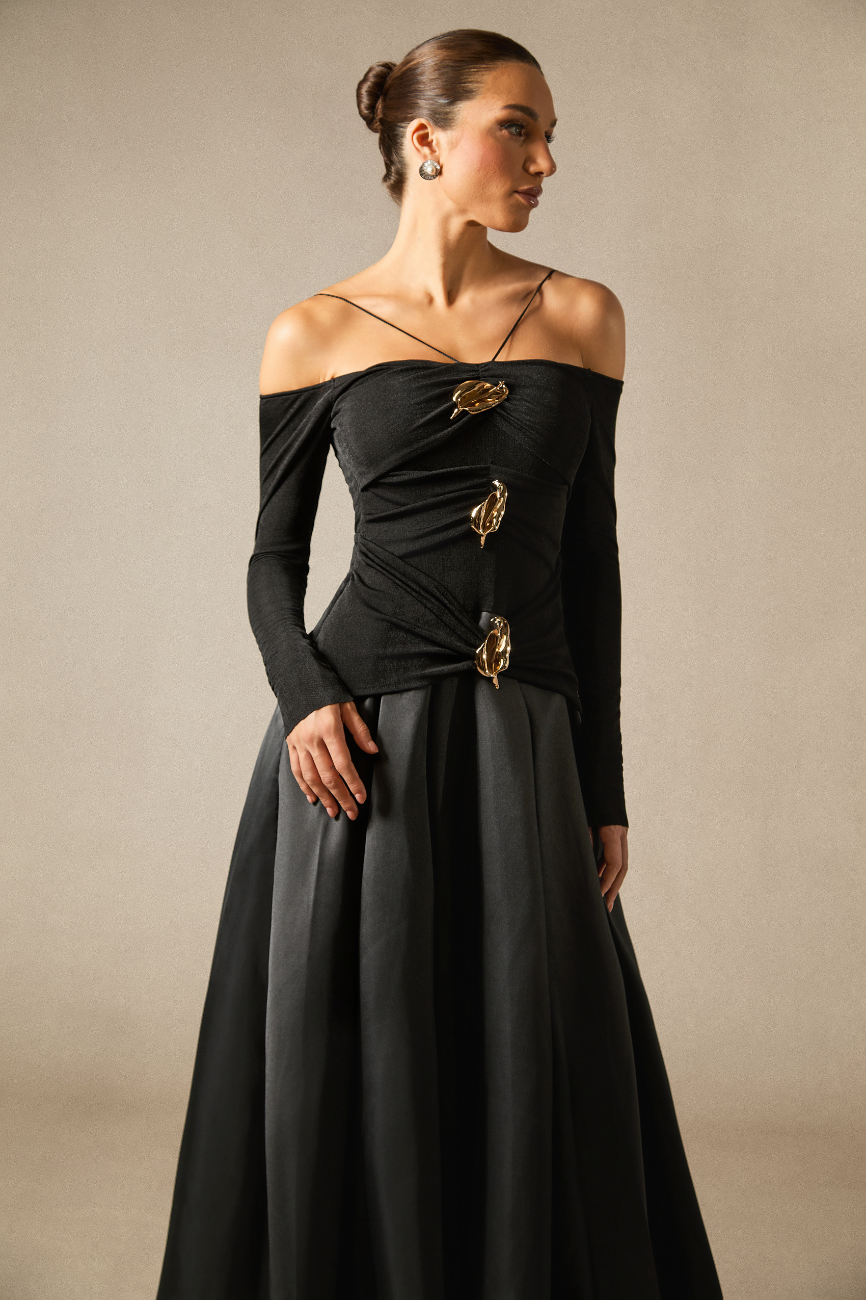 Katherine Off Shoulder Spaghetti Strap Maxi Dress