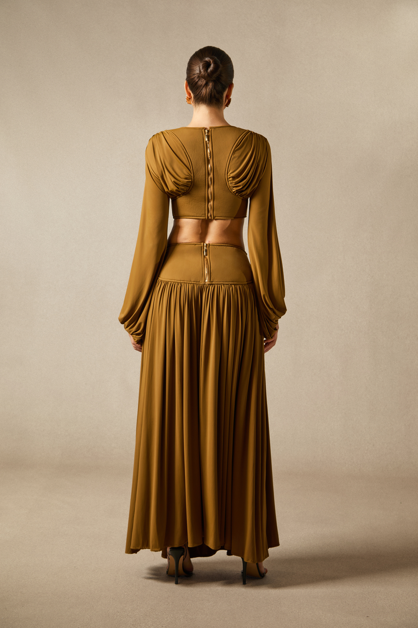Heidi Long Sleeve Crop Top & Pleated Skirt Set