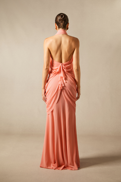 Sabrina Butterfly Embellished Draped Maxi Dress