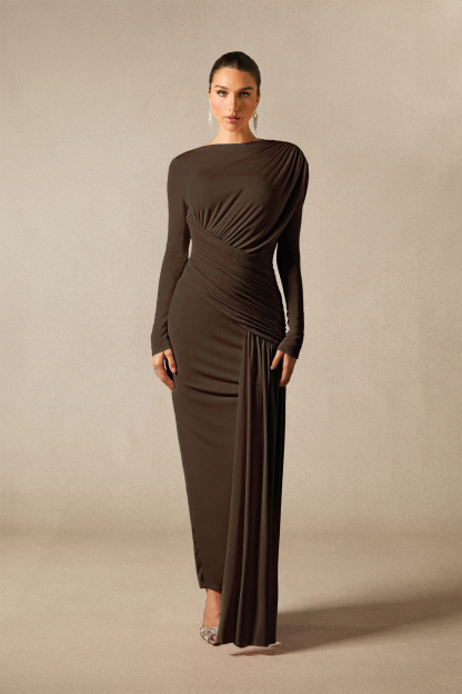 Casey Asymmetric Ruched Bodice Maxi Dress