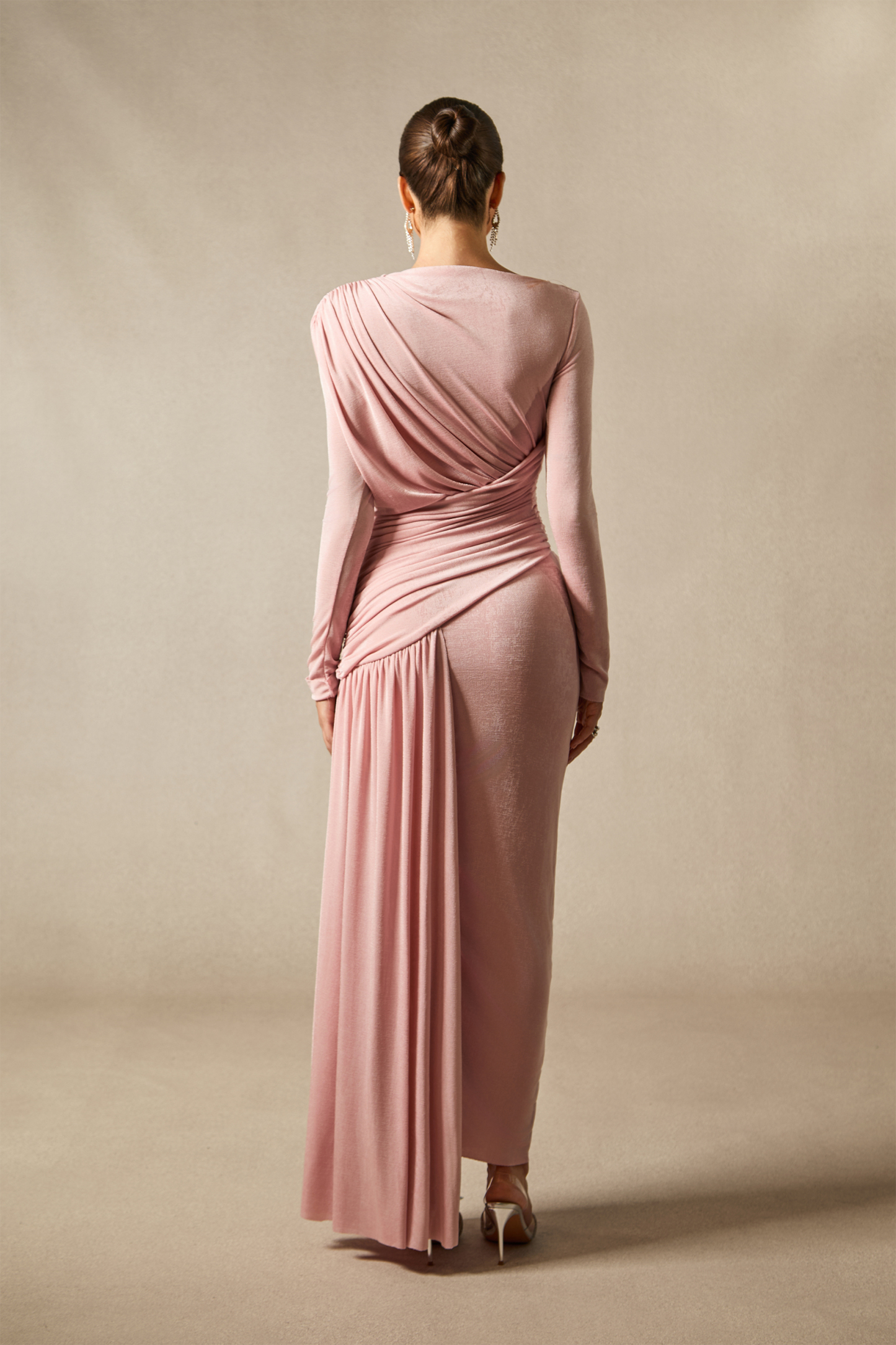 Casey Asymmetric Ruched Bodice Maxi Dress