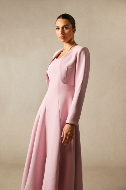 Cora Cropped Jacket Spaghetti Strap Midi Dress Set