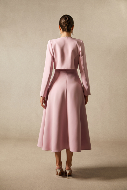 Cora Cropped Jacket Spaghetti Strap Midi Dress Set